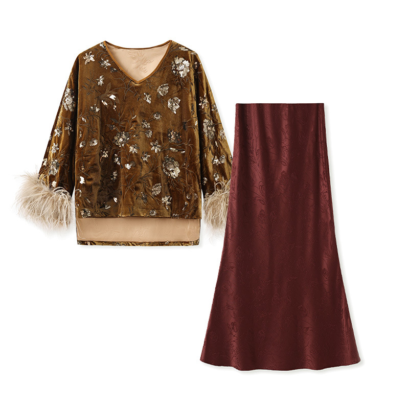 Embroidery Blouse - Conjunto de blusa con puños de