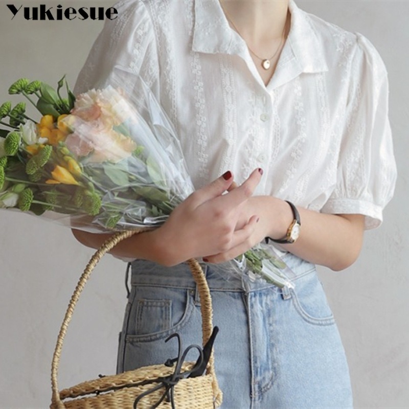 Embroidery Blouse - Blusa de Chifón con cuello en