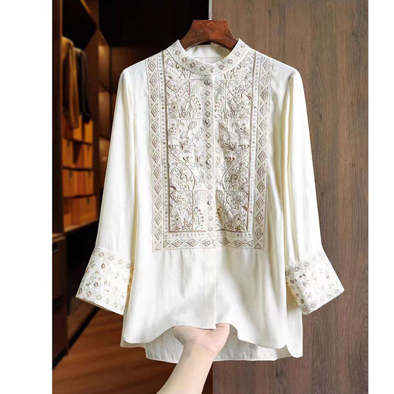 Embroidery Men Shirt - Camisa de Verano de Seda y