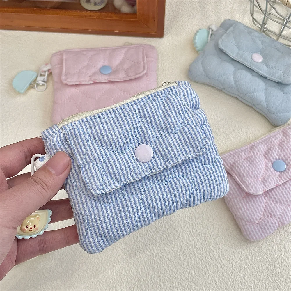 Embroidery Wallet - Mini billetera con cremallera a rayas