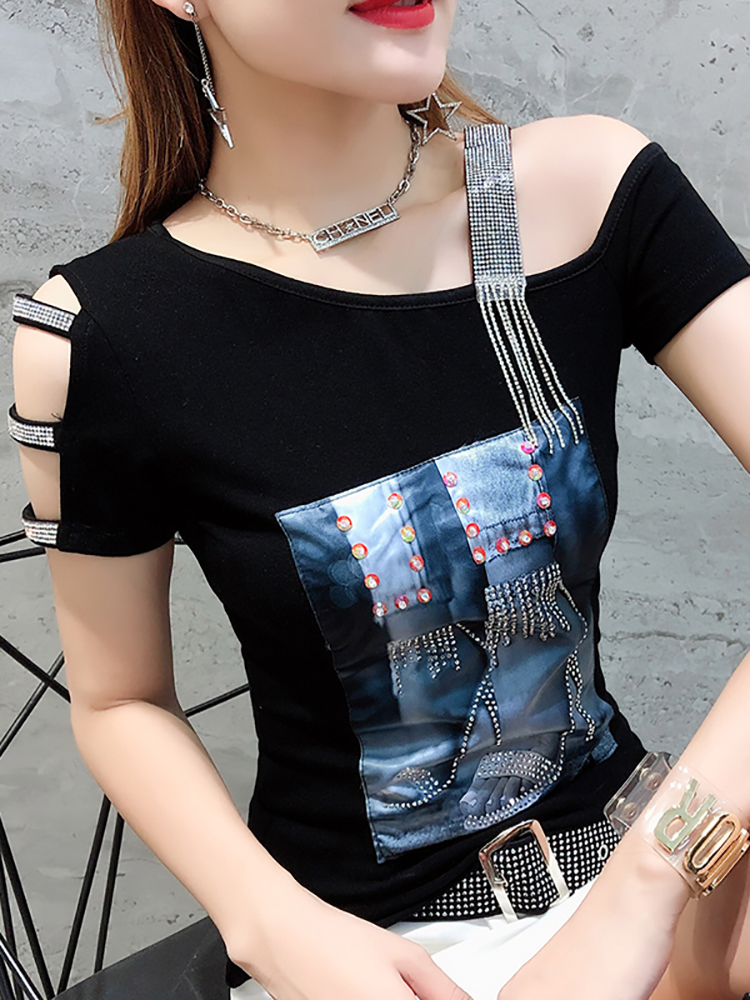 Embroidery Blouse - Camiseta de Algodón Sexy y Moderna