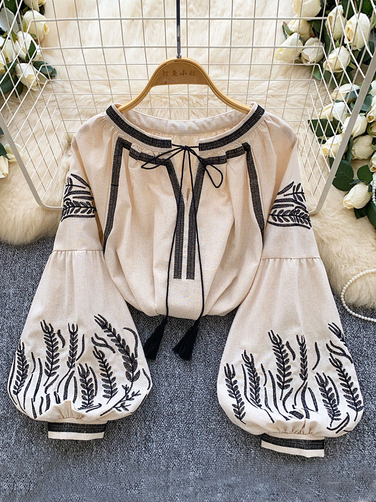 Embroidery Blouse - Blusa de Estilo Bohemio para Mujer,