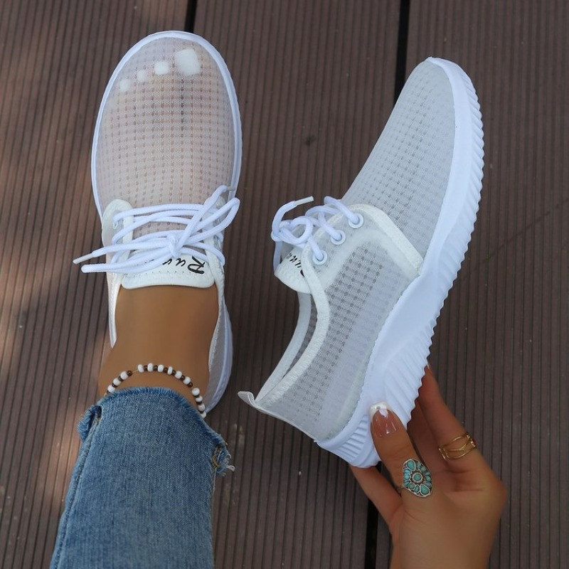 Embroidery Cotton - Zapatillas Deportivas para Mujer, Punta Redonda,