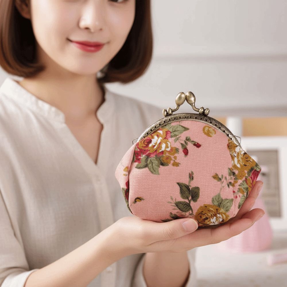 Embroidery Wallet - Monedero Antipérdida con Cierre Kiss Lock,