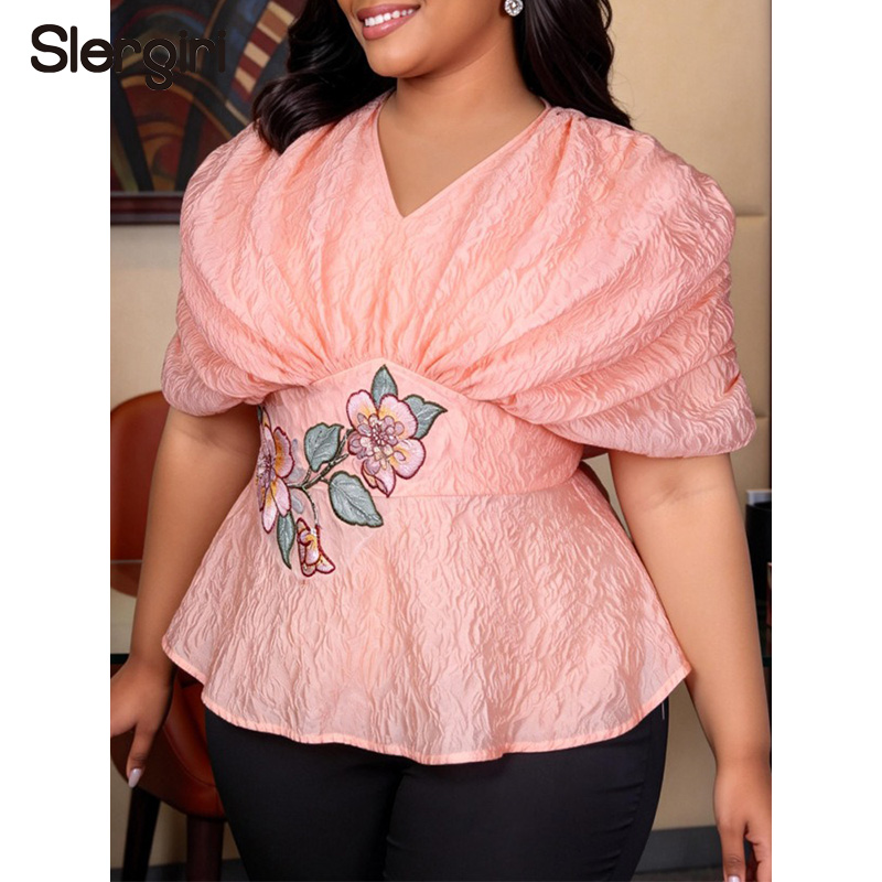 Embroidery Blouse - Blusa Peplum con Cuello en V