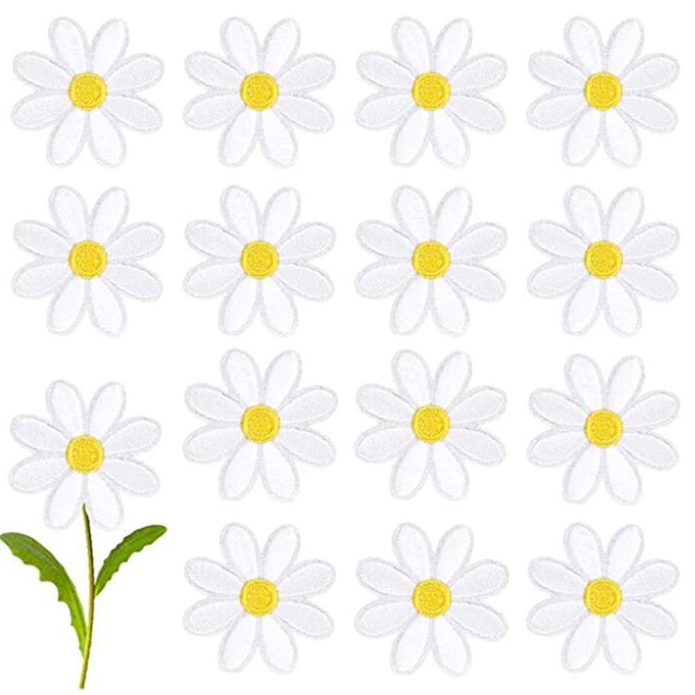 Embroidery Daisy Flower - 10 Parches Termoadhesivos de Flores Margaritas
