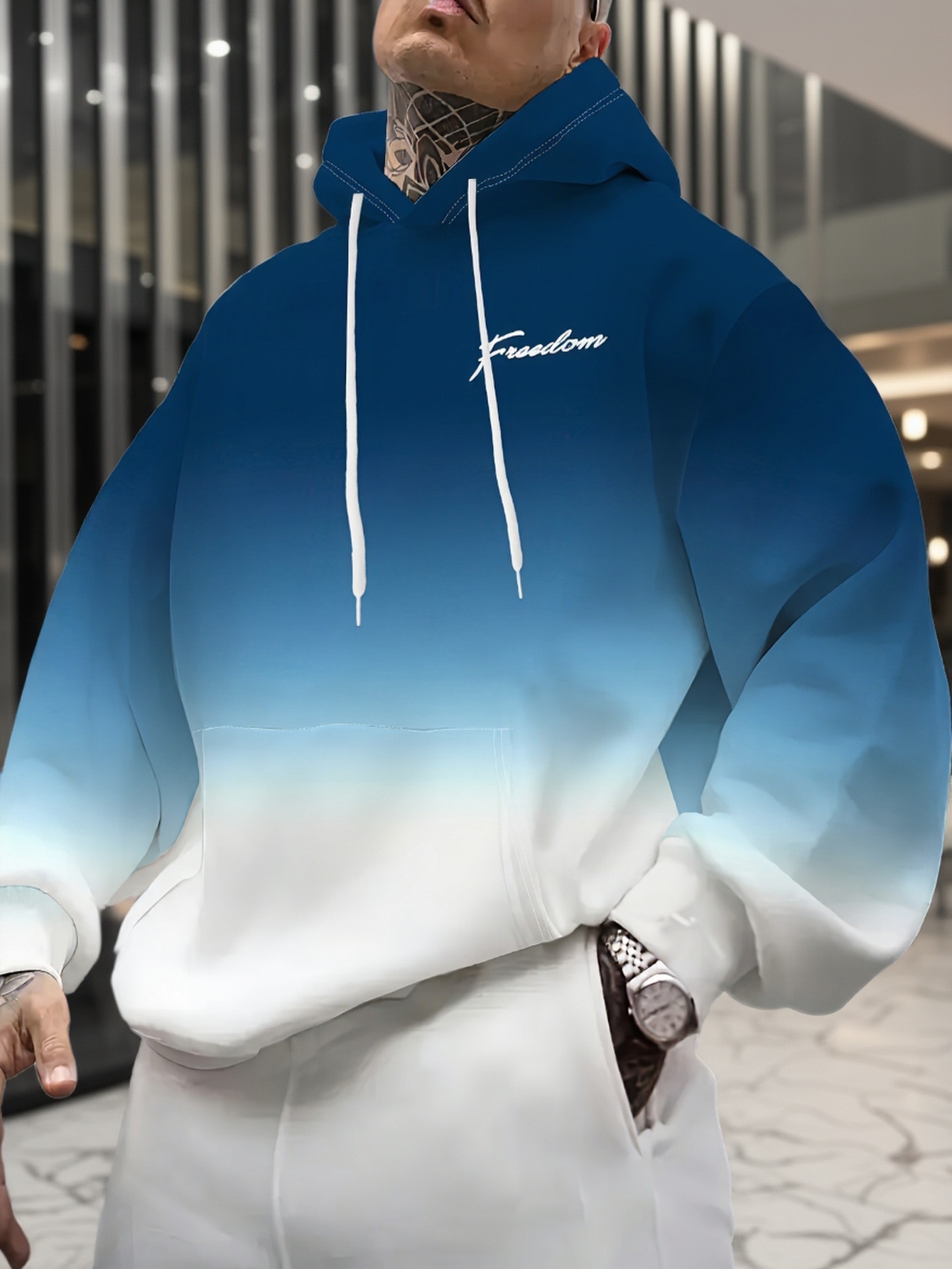 Embroidery Font Free - Sudadera con Capucha para Hombre, Bicolor,