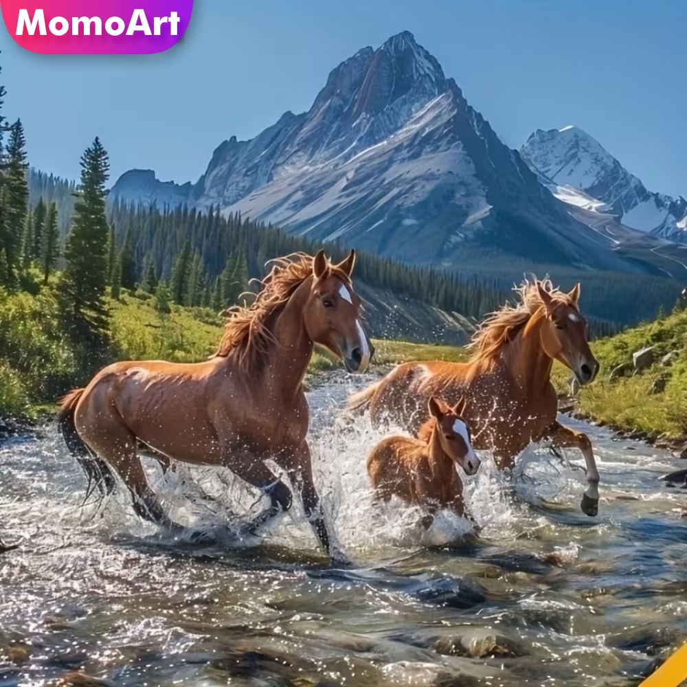 Embroidery Horse - Momoart Pintura de Diamantes 5D DIY