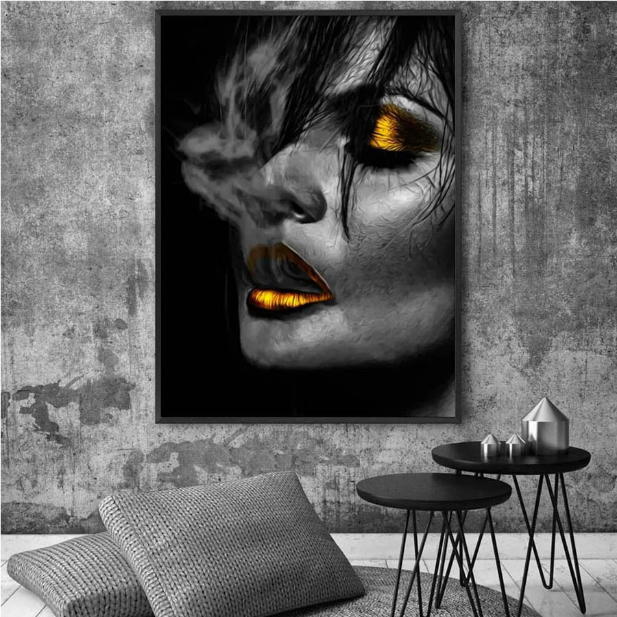 Embroidery Lips - Labio dorado 5d DIY pintura completa