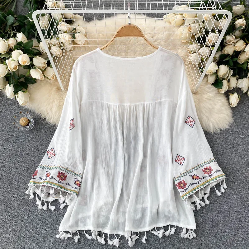 Camisa de verano para mujer, c - Embroidery Cardigan reseña y precio