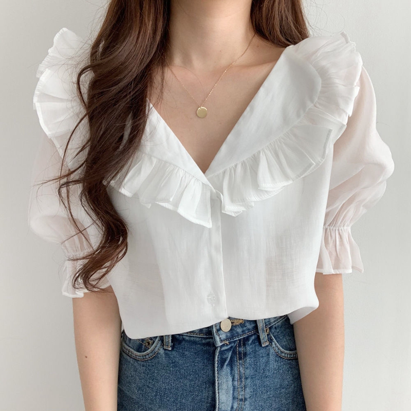 Blusas de Chifón Coreanas Casu - Embroidery Blouse reseña y precio