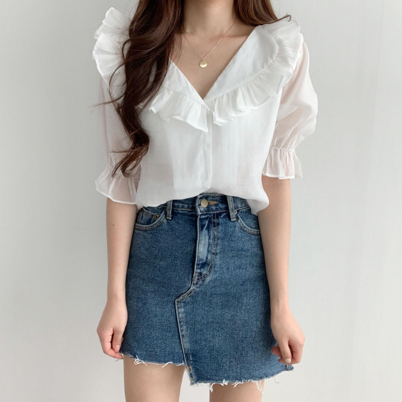 Blusas de Chifón Coreanas Casu - Embroidery Blouse reseña y precio