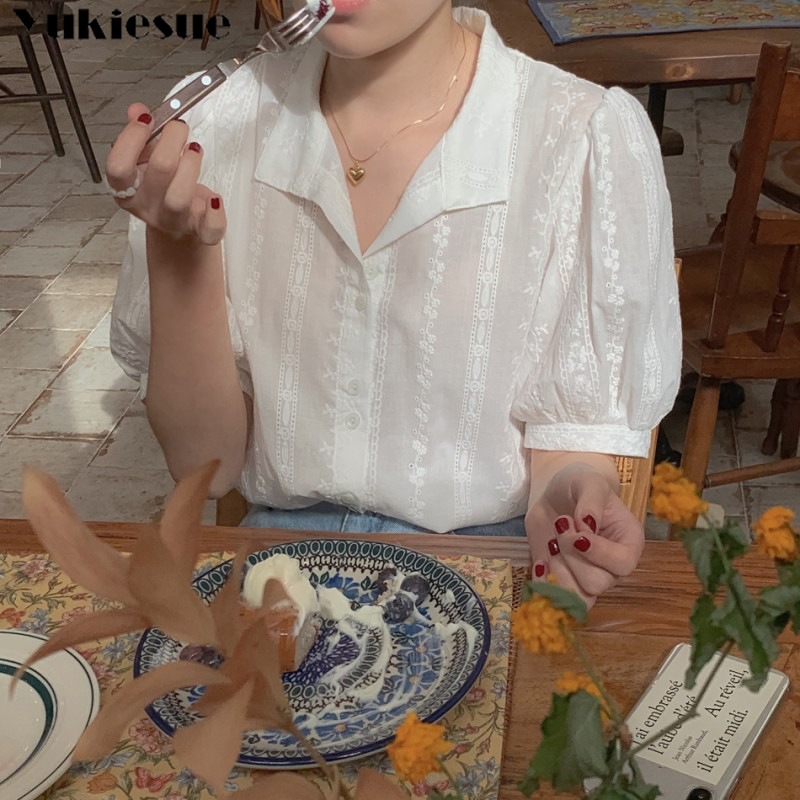 Blusa de Chifón con cuello en  - Embroidery Blouse reseña y precio