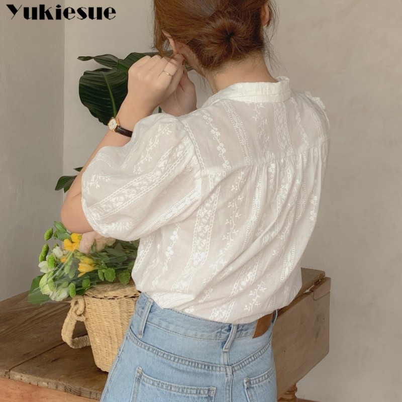 Blusa de Chifón con cuello en  - Embroidery Blouse reseña y precio