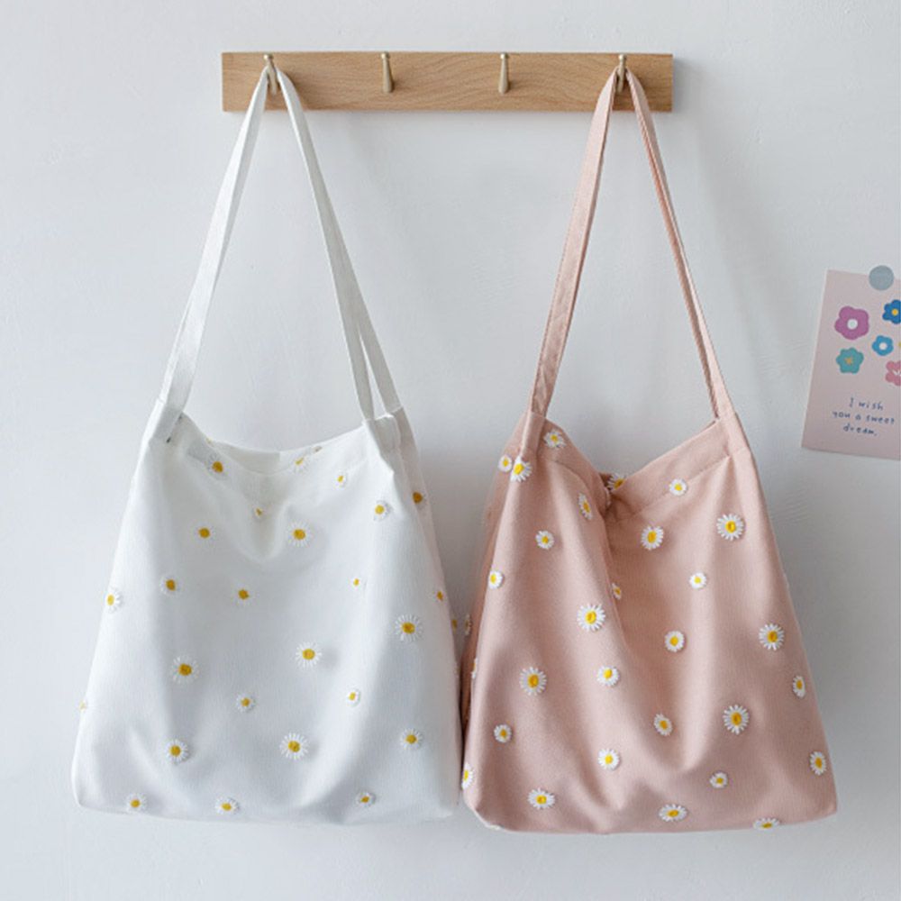 Bolsos de lona para mujer, bol - Embroidery Daisy Flower reseña y precio