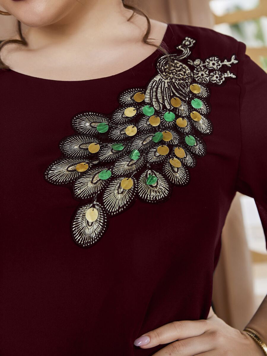 Top de pavo real bordado para  - Embroidery Blouse reseña y precio