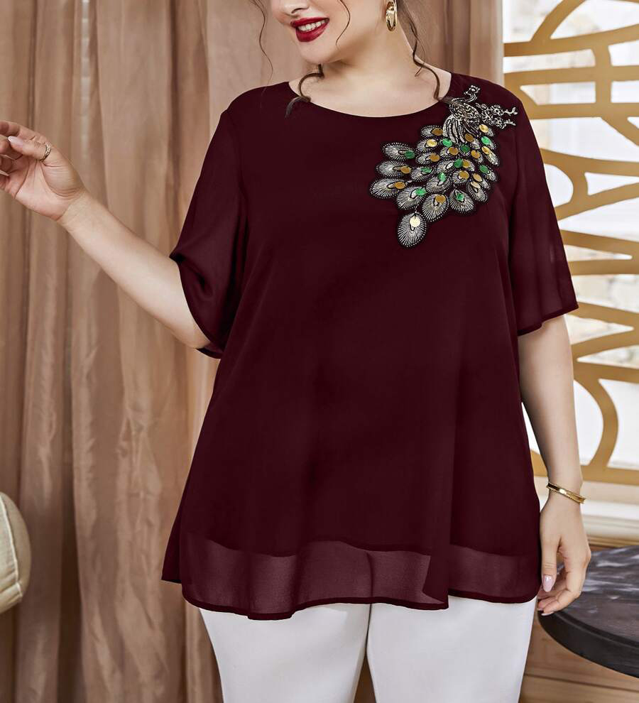 Top de pavo real bordado para  - Embroidery Blouse reseña y precio