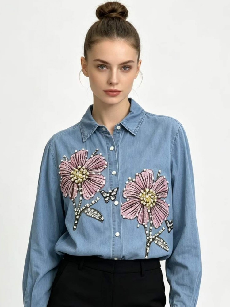 Blusas de Mezclilla Bordadas p - Embroidery Blouse reseña y precio