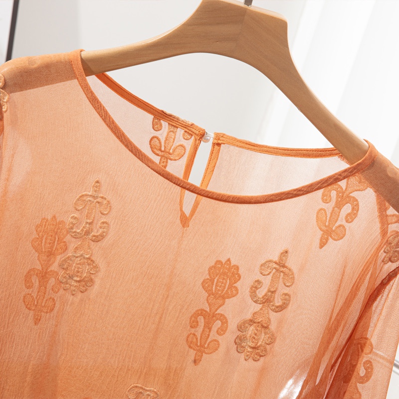 100% de seda Mulberry para muj - Embroidery Blouse reseña y precio