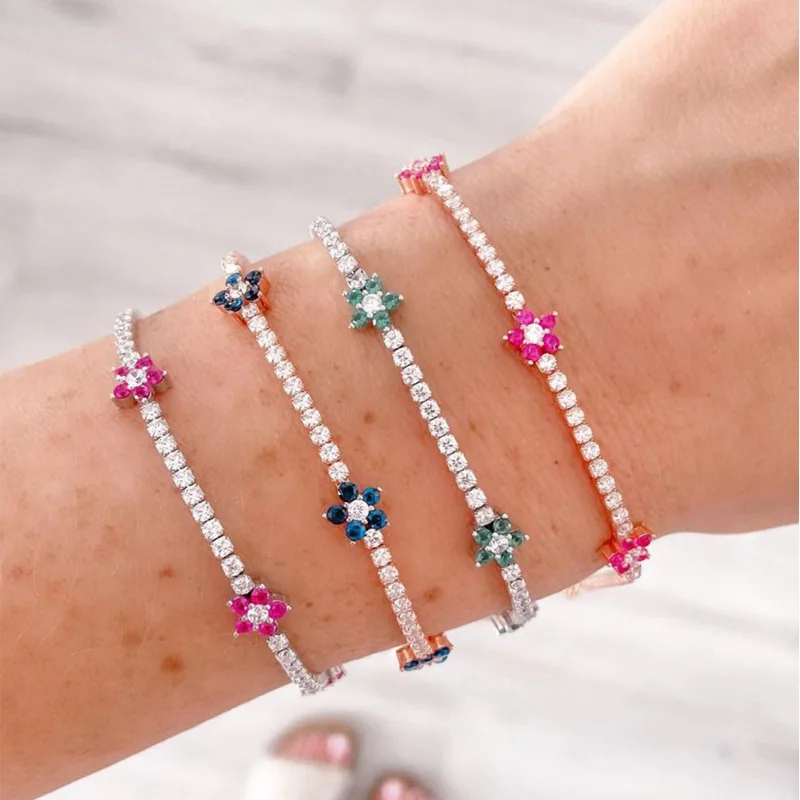 Pulsera de cadena de tenis con - Embroidery Daisy Flower reseña y precio