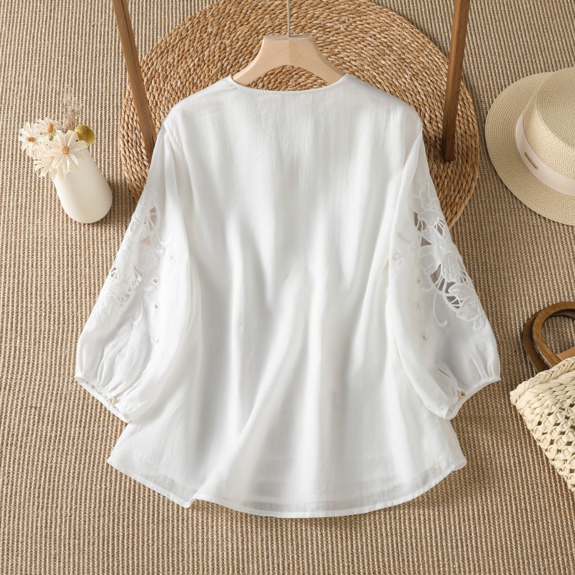 Camiseta Blanca de Diseño Casu - Embroidery Cardigan reseña y precio